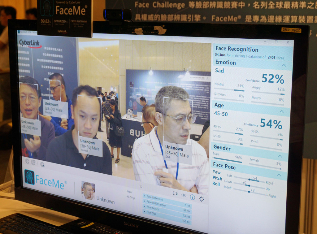 訊連科技於 AI HUB 大會展示 FaceMe 臉部辨識引擎特徵點圖