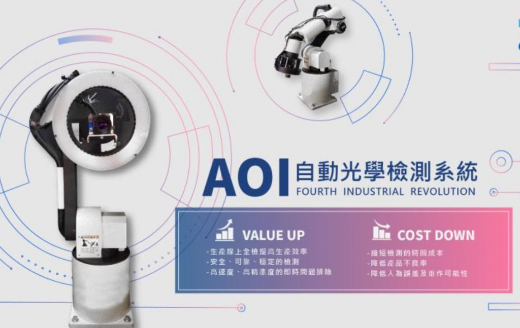 海量數位工程研發AOI機器智能手臂檢測系統，有效提高瑕疵檢測精準度。